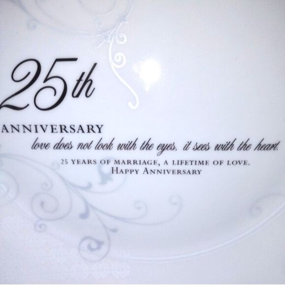 Roman 25th Wedding Anniversary Decorative Plate with Hinged Stand - Picture 2 of 5